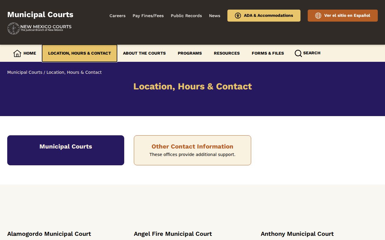 New Mexico municipal court contact source for Torrance warrant records