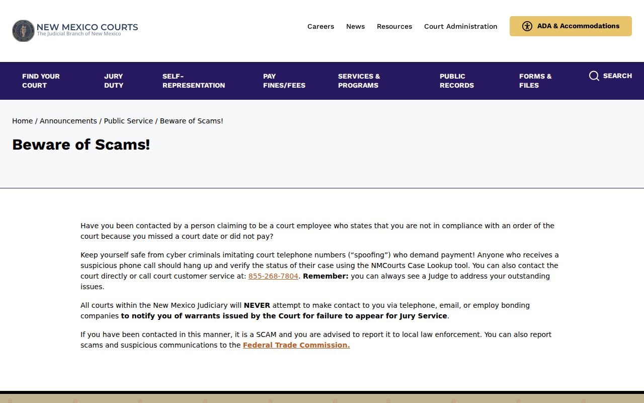Torrance County arrest warrant court information and scam warning
