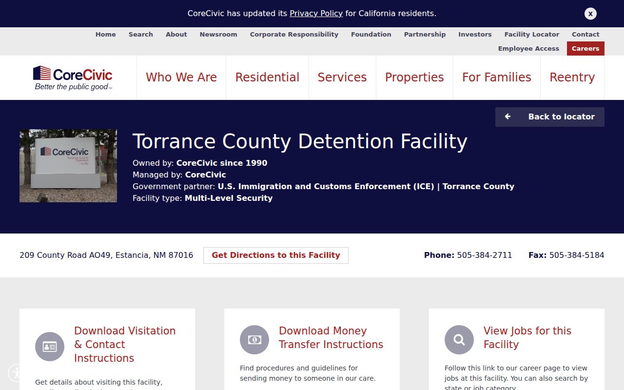 Torrance County detention facility routing for warrant follow-up