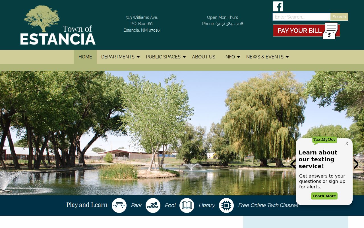 Estancia town hall and civic setting for Estancia warrant records