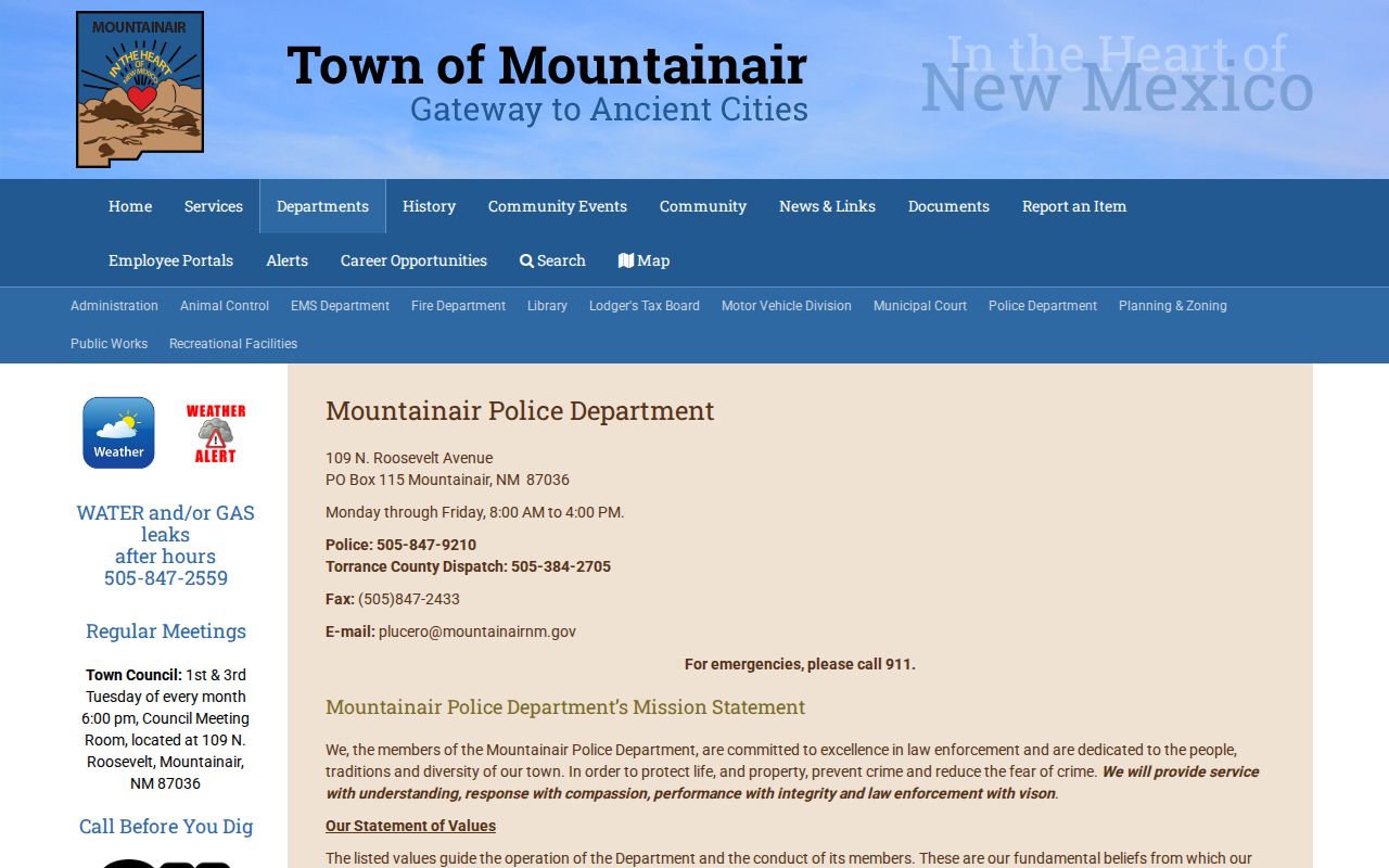 Mountainair police IPRA route for Mountainair warrant records